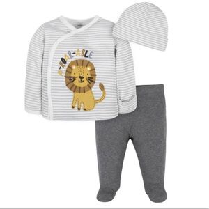 NWT 3-Piece Lion Organic Take-Me-Home Set 3-6 months